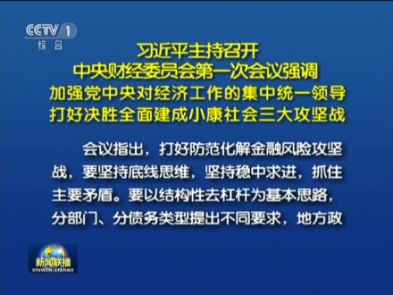 加强党中央对经济工作的集中统一领导 打好决胜全面建成小康社会三大