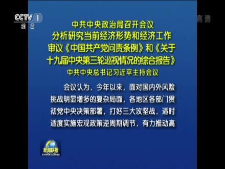 分析研究当前经济形势和经济工作 审议《中国共产党问责条例》和